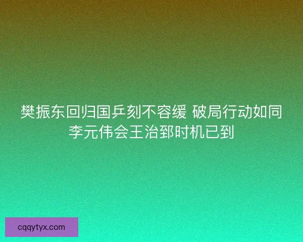 樊振东回归国乒刻不容缓 破局行动如同李元伟会王治郅时机已到
